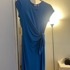 Wilfred Blue Ruched Tie Front Midi Dress
